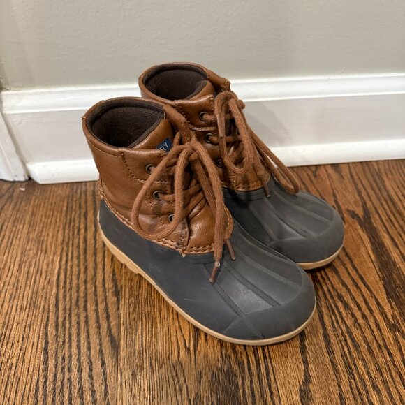 Kid's Sperry Brown and Blue Duck Boots Toddler Size 11 - Picture 1 of 1